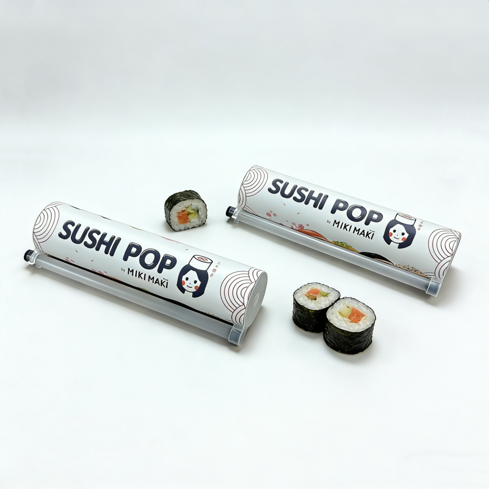 Custom Printed Sushi Push Pop Paper Tube Box for Food Takeaway