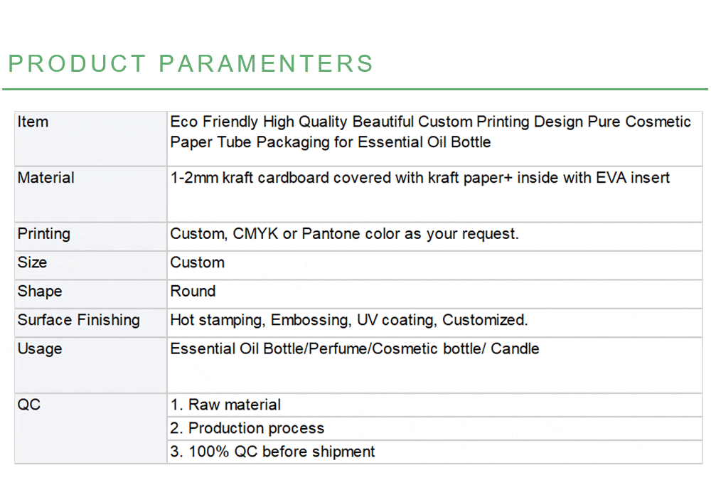 Eco Friendly High Quality Beautiful Custom Printing Design Pure Cosmetic Paper Tube Packaging 