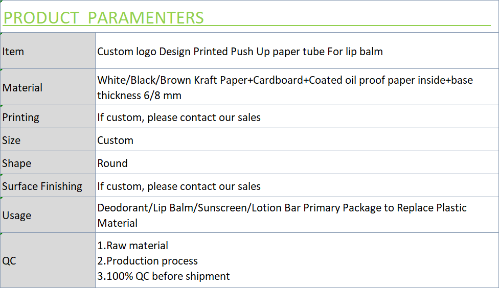 Custom logo Design Printed Push Up paper tube For lip balm