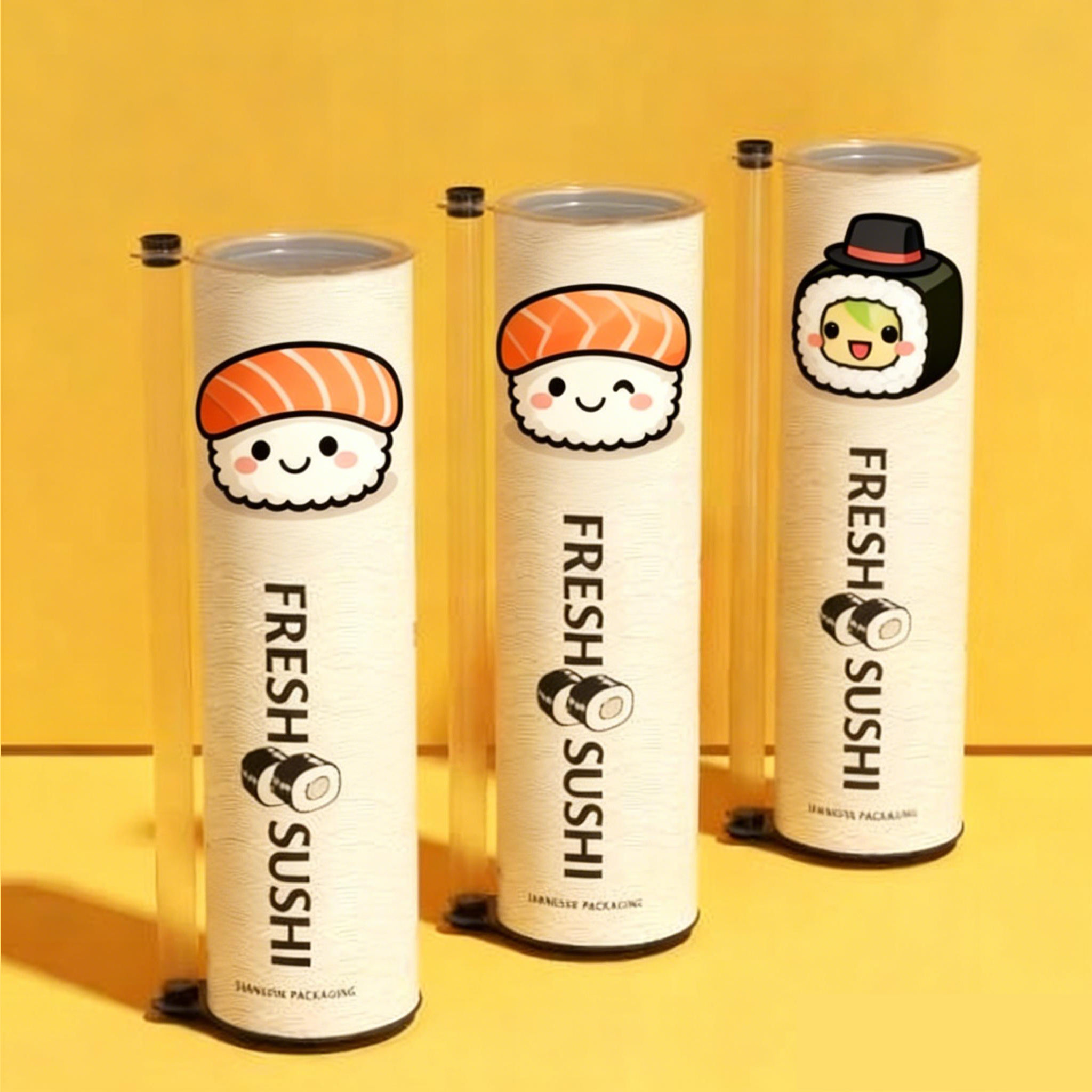 Eco Friendly Sushi Push Pop Tube Packaging Food Grade with Sauce Container Chopsticks