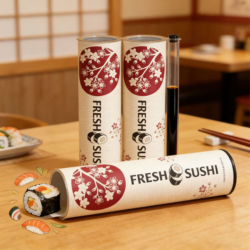 Eco Friendly Sushi Push Pop Tube Packaging Food Grade with Sauce Container Chopsticks