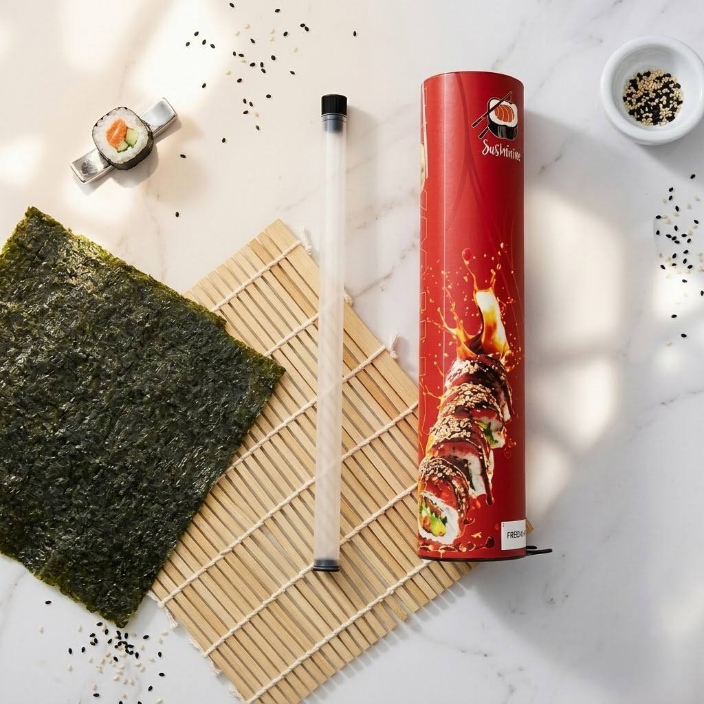 Food Grade Custom Logo Paper Tube Packaging for Sushi Takeout and Grab-and-Go