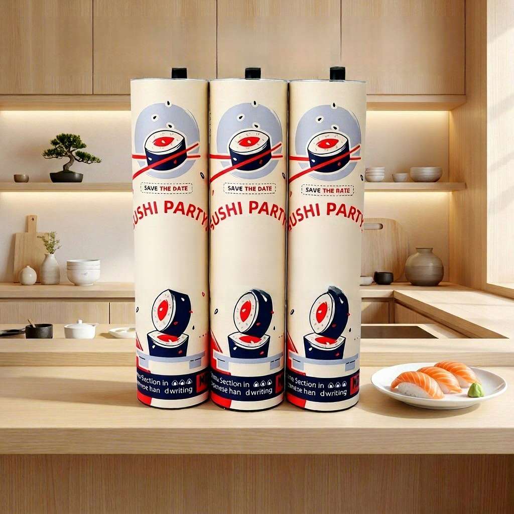 Biodegradable Custom Sushi Push Pop Paper Tube Packaging with Soy Sauce Tube for Food Takeaway