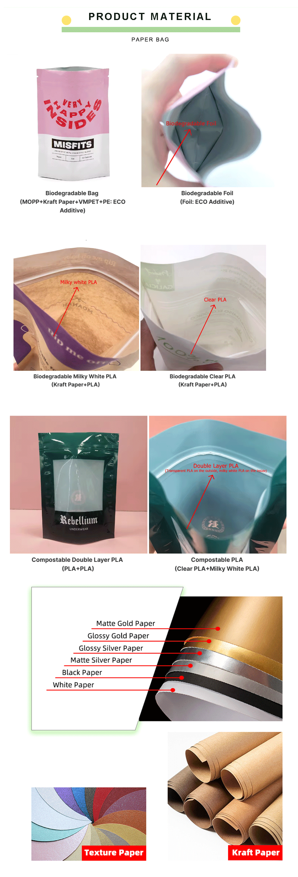 Custom Paper Stand Up Pouches for Food Packaging