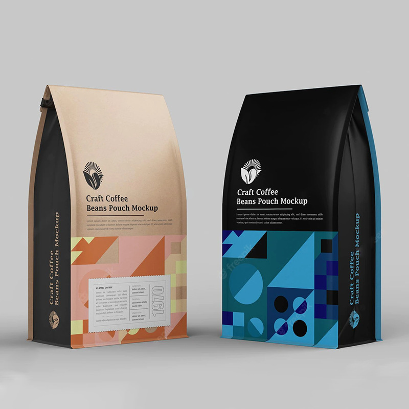 Custom Printed Paper Stand Up Bags for Snacks and Coffee
