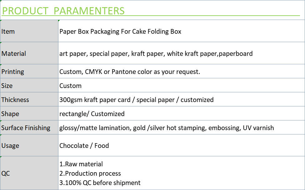 Paper Box Packaging For Cake Folding Box