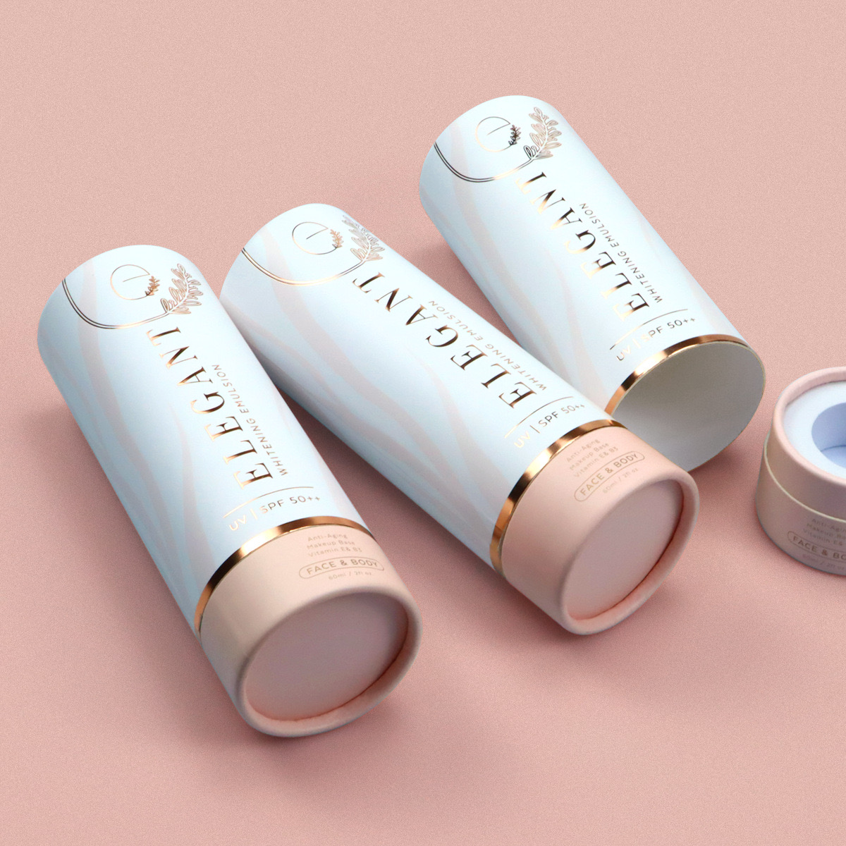 Custom Paper Tube Packaging for Cosmetic Makeup Bottles