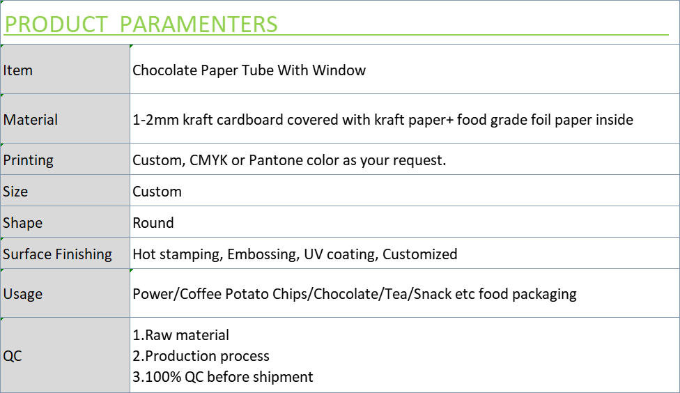 Chocolate Paper Tube With Window