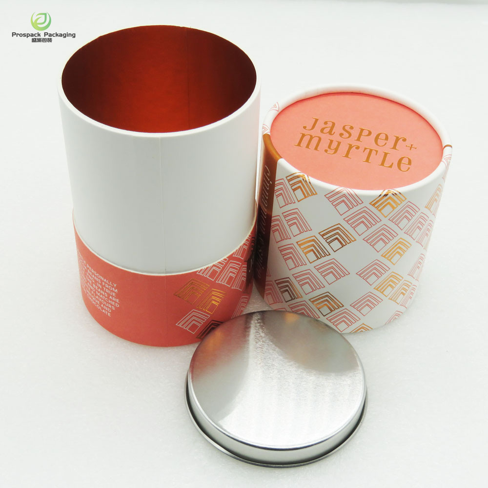 Food Grade Paper Tube With Metal Lid for Tea/Chocolate