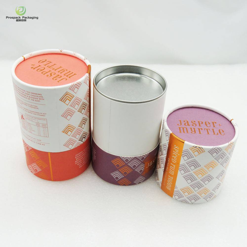 Food Grade Paper Tube With Metal Lid for Tea/Chocolate