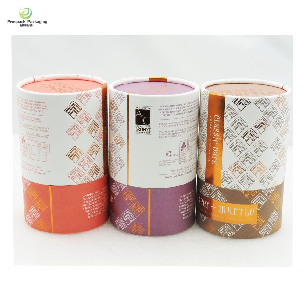 Food Grade Paper Tube With Metal Lid for Tea/Chocolate