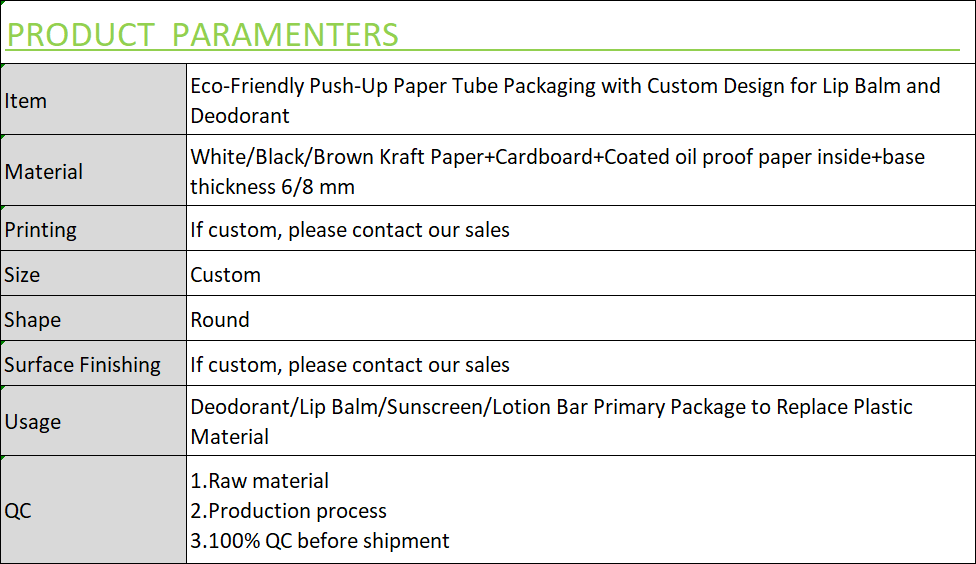 Eco-Friendly Push-Up Paper Tube Packaging with Custom Design for Lip Balm and Deodorant