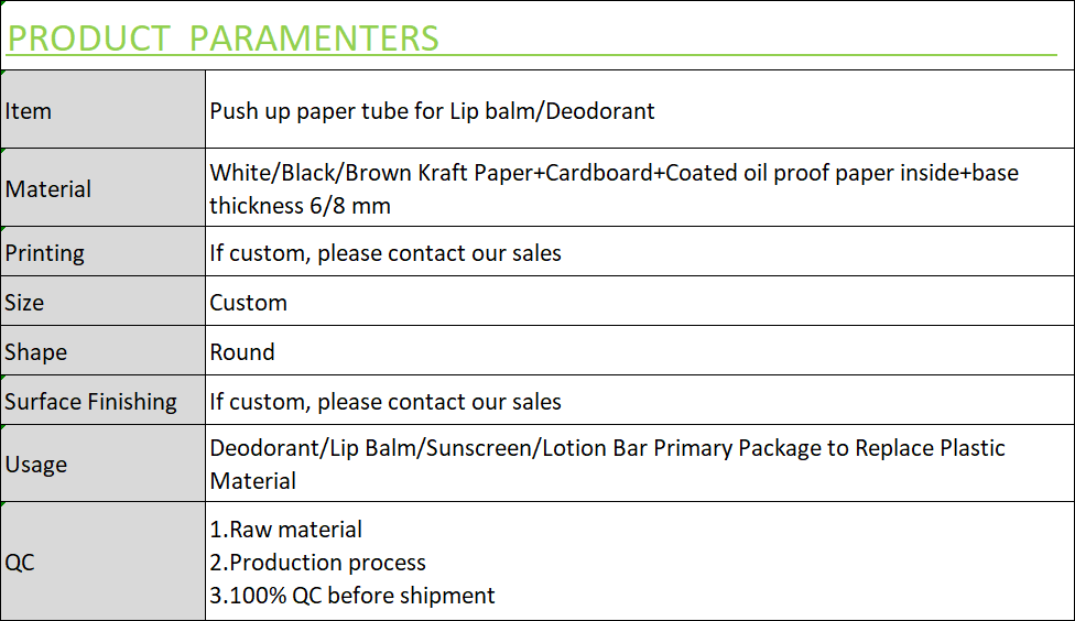Custom Printed Sustainable Paper Tube Packaging for Lip Balm & Deodorant Stick Products
